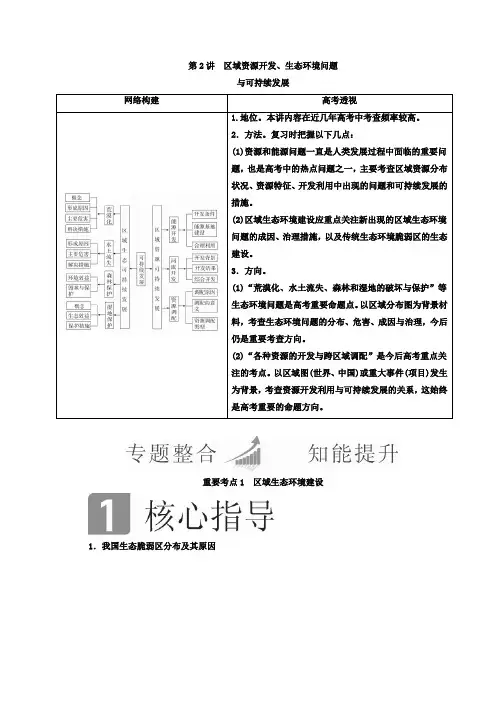 2018年高考地理全国用二轮复习教师用书：第一篇 专题与热点 专题四 区域地理与区域可持续发展 第2讲 