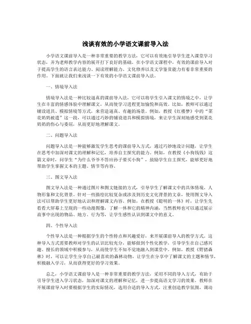 浅谈有效的小学语文课前导入法