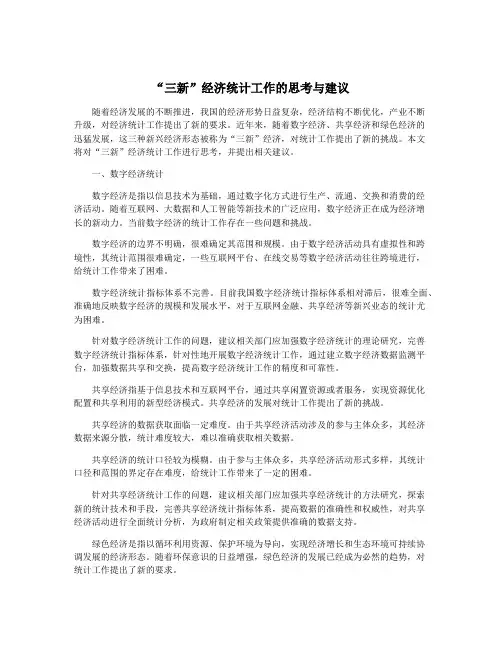 “三新”经济统计工作的思考与建议