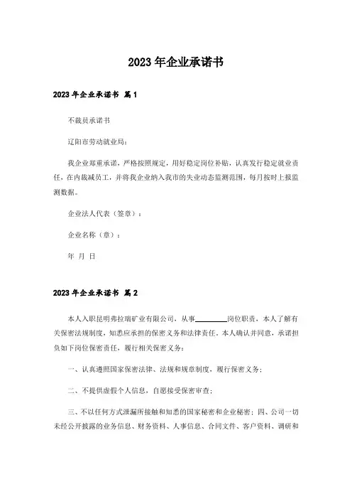 2023年企业承诺书_25