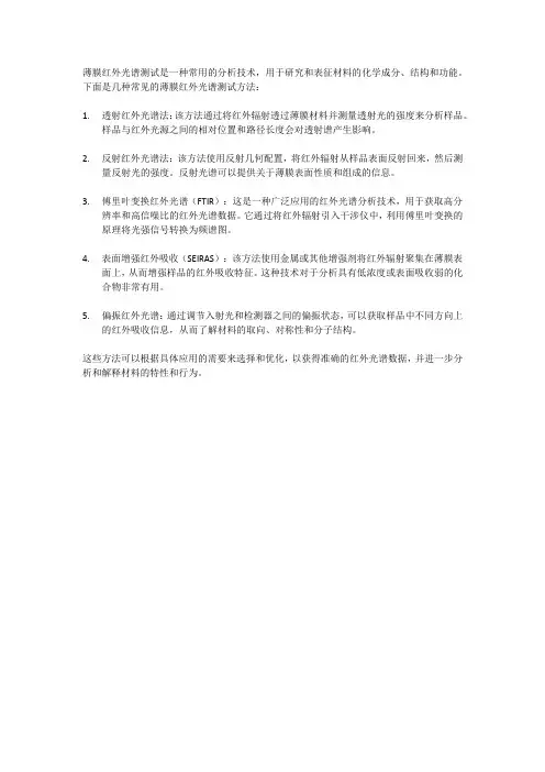 薄膜红外光谱测试方法