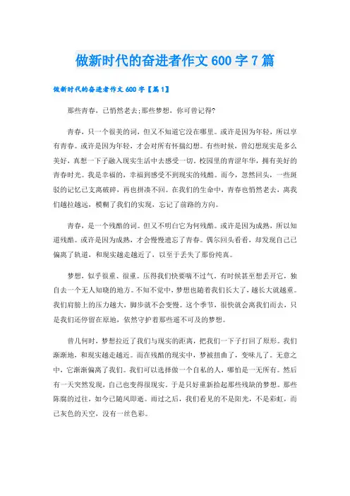 做新时代的奋进者作文600字7篇