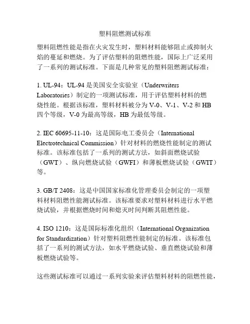 塑料阻燃测试标准