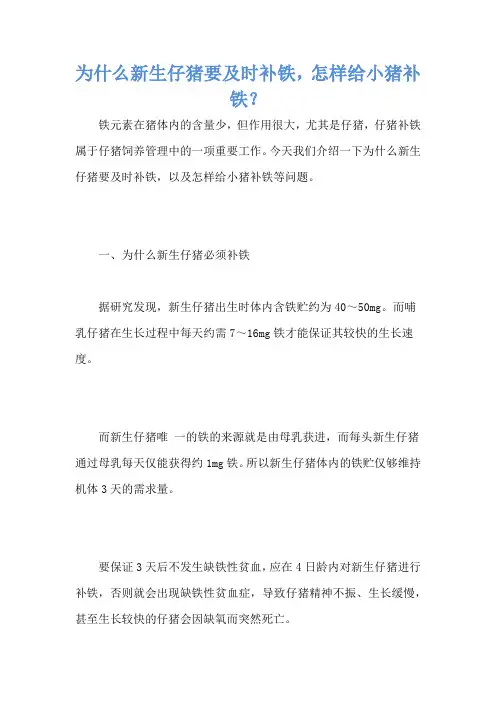 为什么新生仔猪要及时补铁,怎样给小猪补铁？