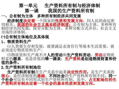 高中政治课件：第一课课件我国的生产资料所有制 (1)