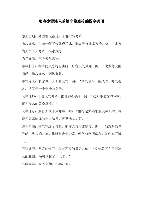 形容冰雪漫天盖地非常寒冷的四字词语