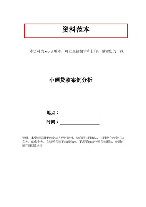 小额贷款案例分析