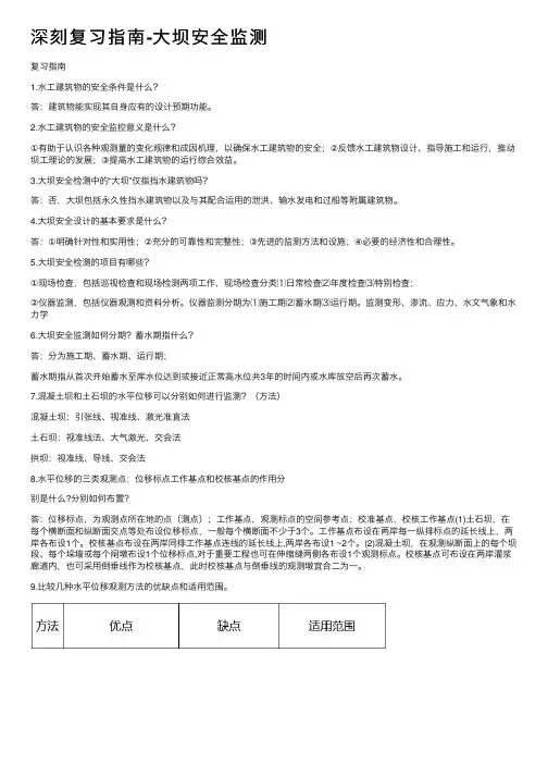 深刻复习指南-大坝安全监测