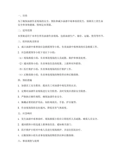 油漆中毒专项应急预案