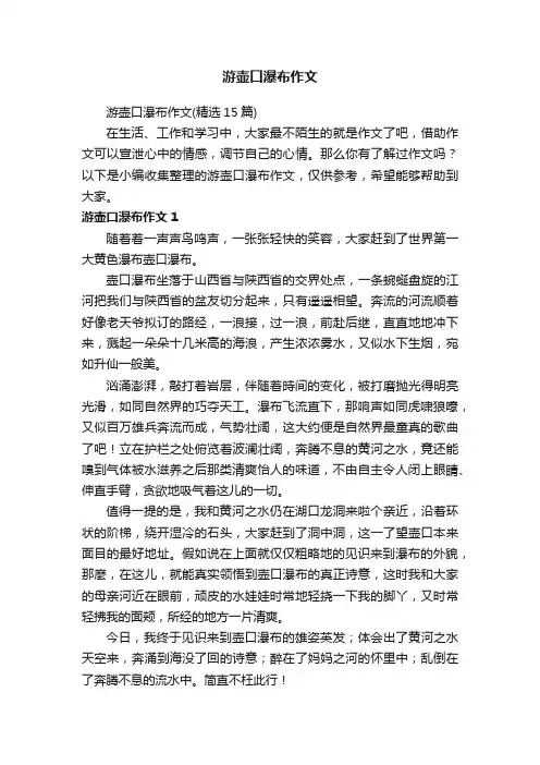 游壶口瀑布作文（精选15篇）