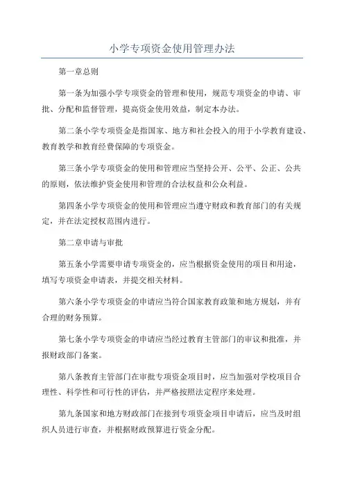 小学专项资金使用管理办法