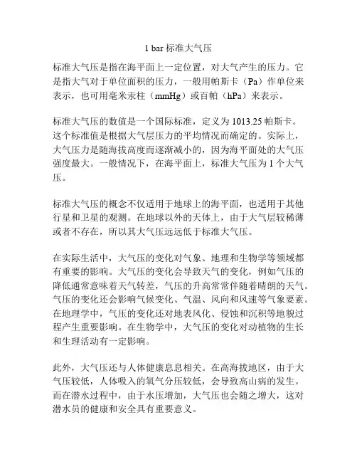 1 bar 标准大气压