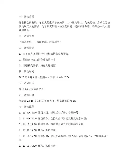 小型相亲活动策划方案模板