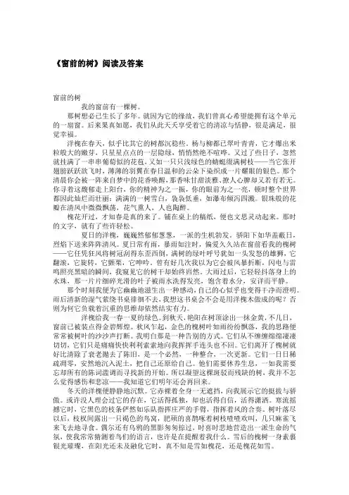 《窗前的树》阅读及答案