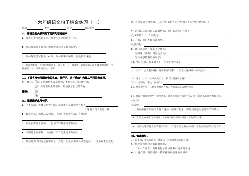 六年级语文句子综合练习