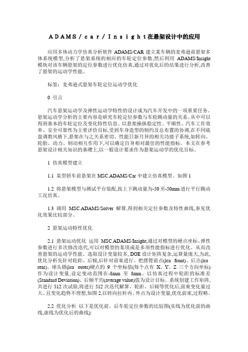 ADAMS／car／Insight在悬架设计中的应用