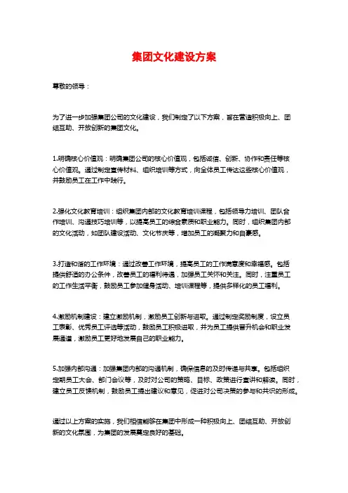 集团文化建设方案
