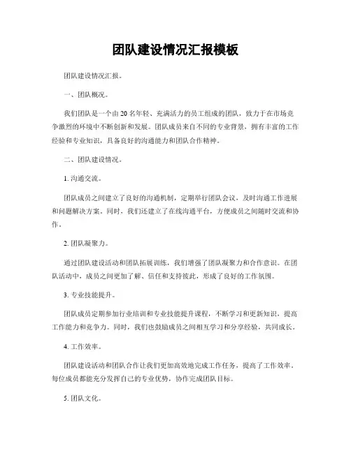 团队建设情况汇报模板