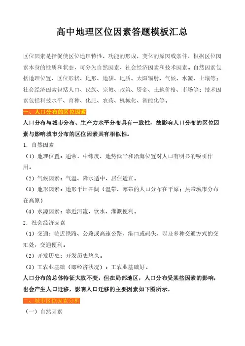 高中地理区位因素答题模板汇总