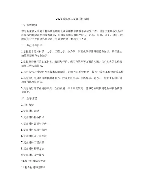 2024武汉理工复合材料大纲