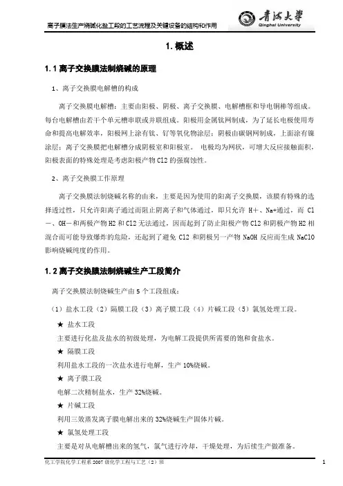 离子膜法生产烧碱化盐工段