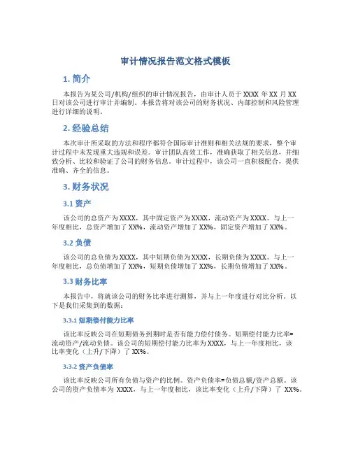 审计情况报告范文格式模板