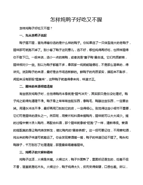 怎样炖鸭子好吃又不腥