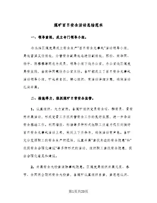 煤矿百日安全活动总结范本(6篇)