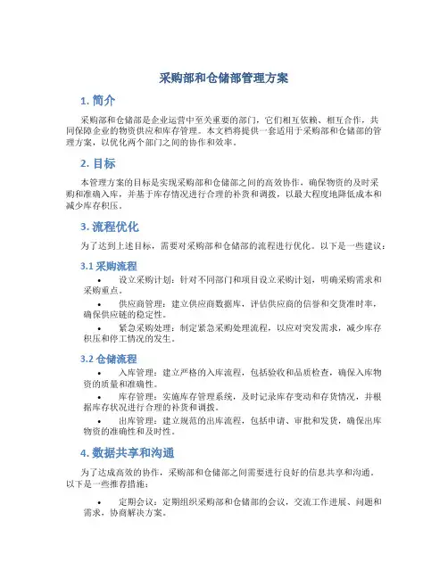 采购部和仓储部管理方案