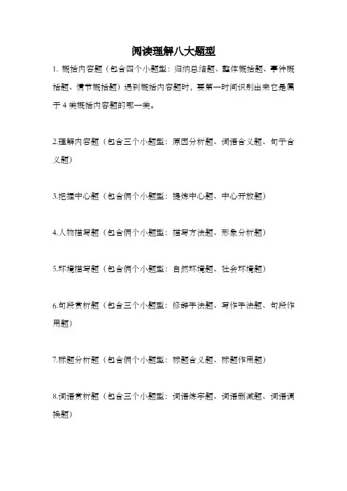 阅读理解八大题型
