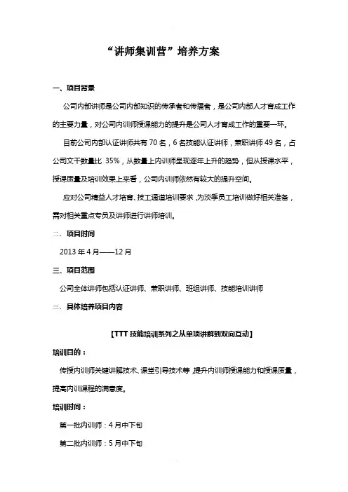 讲师集训营方案