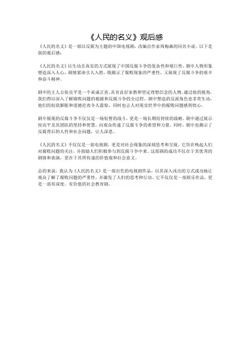 人民的名义观后感