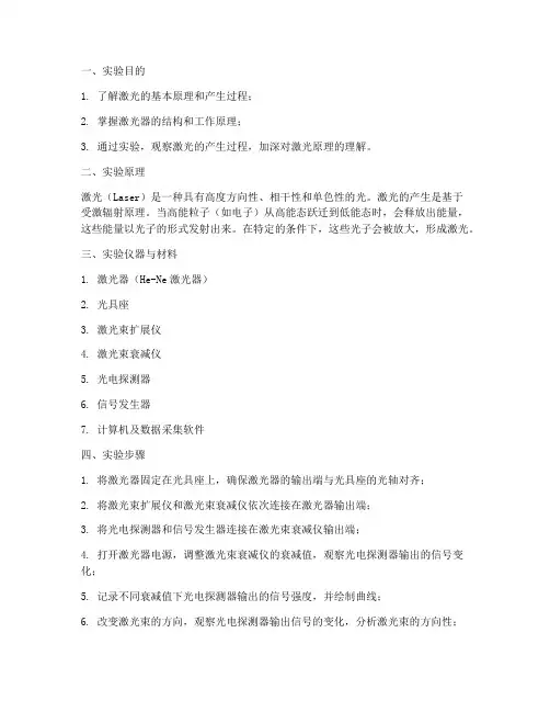 产生激光的实验报告