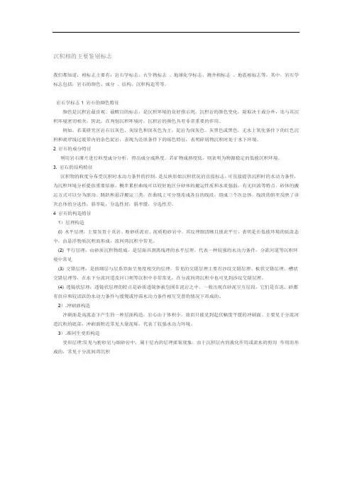 沉积相的主要鉴别标志