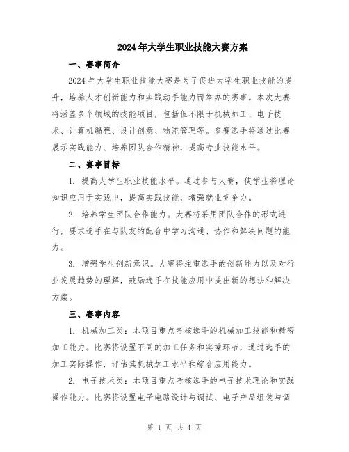 2024年大学生职业技能大赛方案