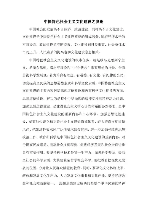 中特理论--中国特色社会主义文化建设之我论
