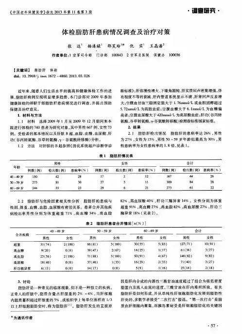 体检脂肪肝患病情况调查及治疗对策