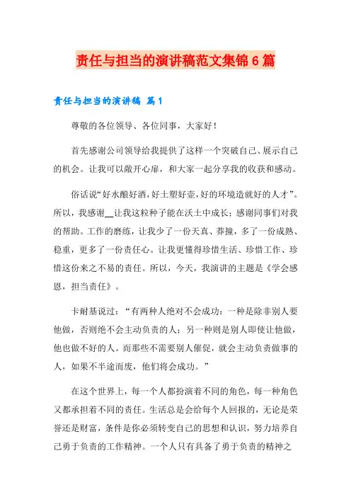 责任与担当的演讲稿范文集锦6篇
