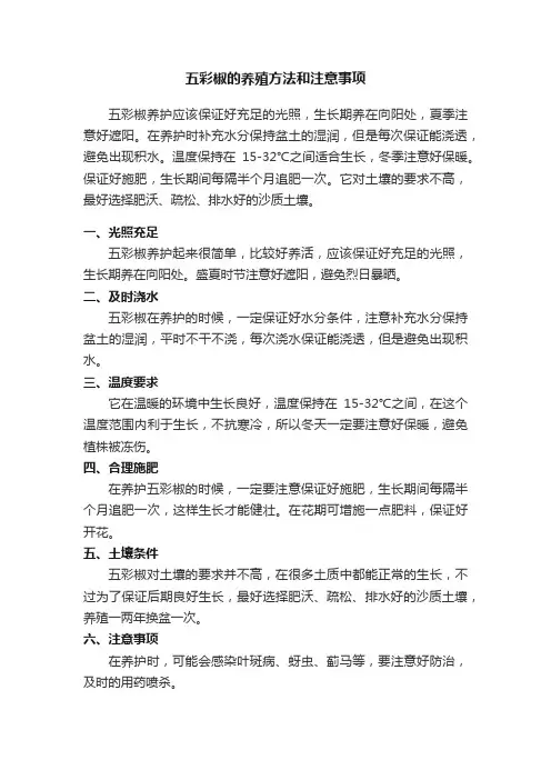 五彩椒的养殖方法和注意事项