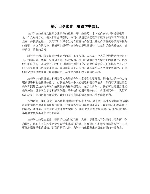 提升自身素养,引领学生成长