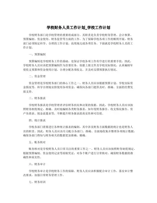 学校财务人员工作计划_学校工作计划