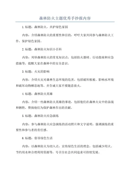 森林防火主题优秀手抄报内容
