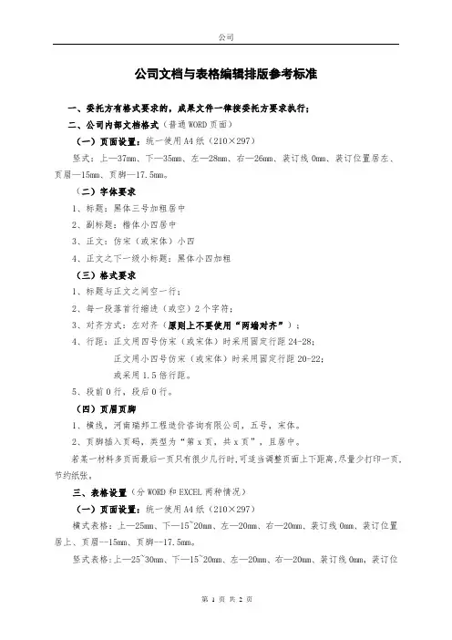 公司文档格式要求