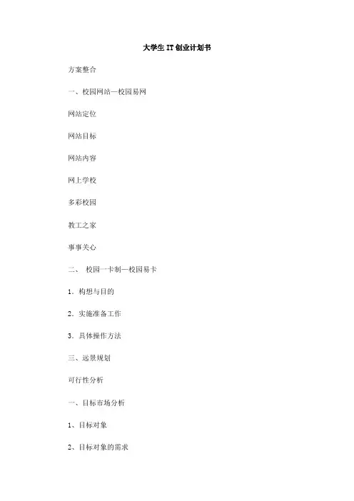 大学生IT创业计划书