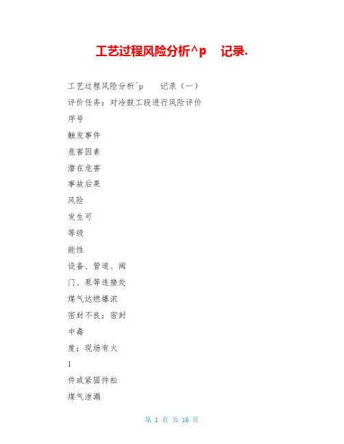 工艺过程风险分析记录.