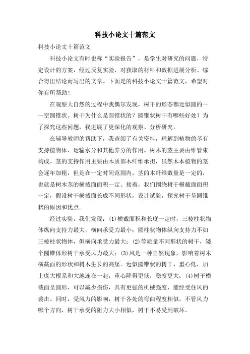 科技小论文十篇范文