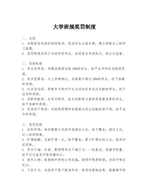 大学班规奖罚制度