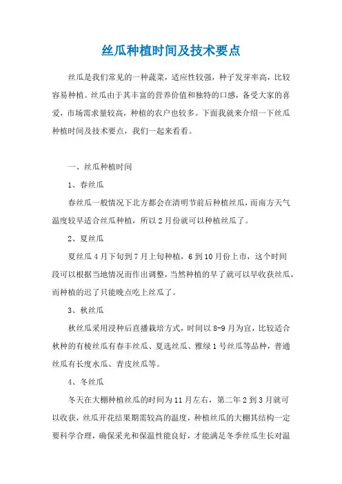丝瓜种植时间及技术要点