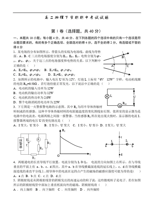 高二物理下学期期中考试试题.doc