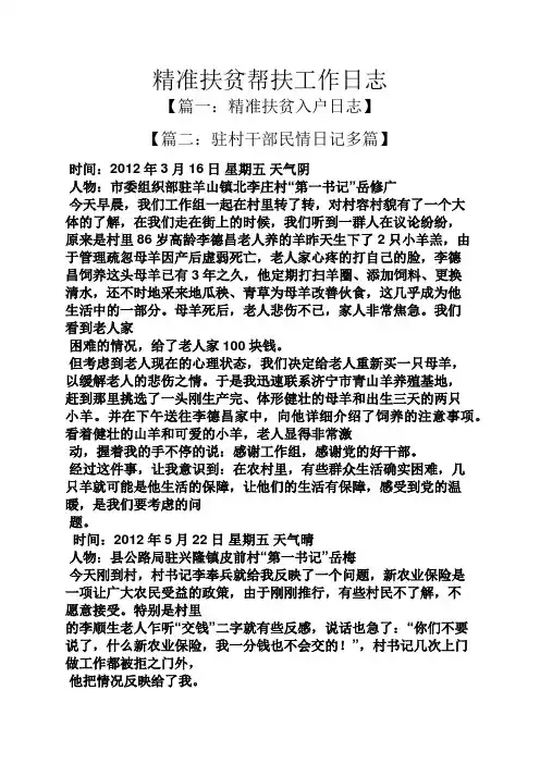 精准扶贫帮扶工作日志